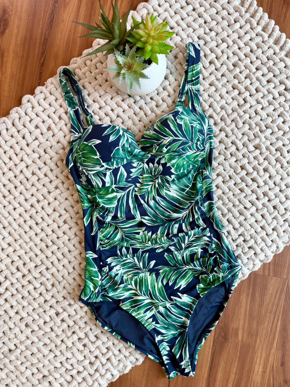 Nip Tuck | Joanne Tropical Tranquility One Piece Swimsuit Navy/Green | Small